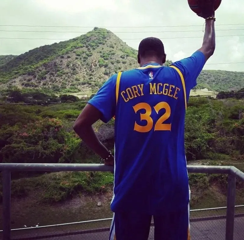 Cory McGee in his number 32 jersey, Cayman Islands | Cory McGee