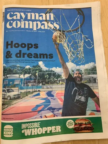 Cayman Compass cover story Hoops and Dreams about Cory McGee