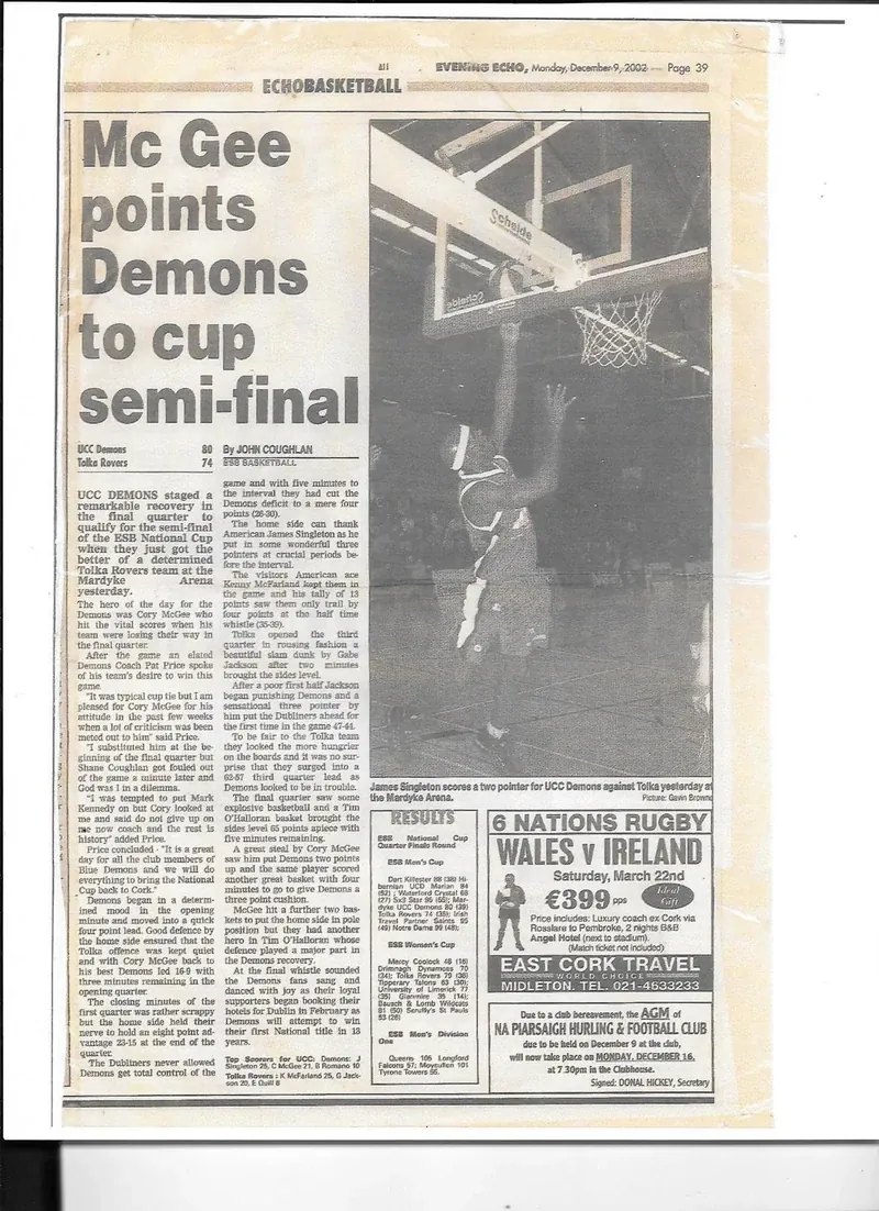 Press coverage: McGee points Demons to cup semi-final